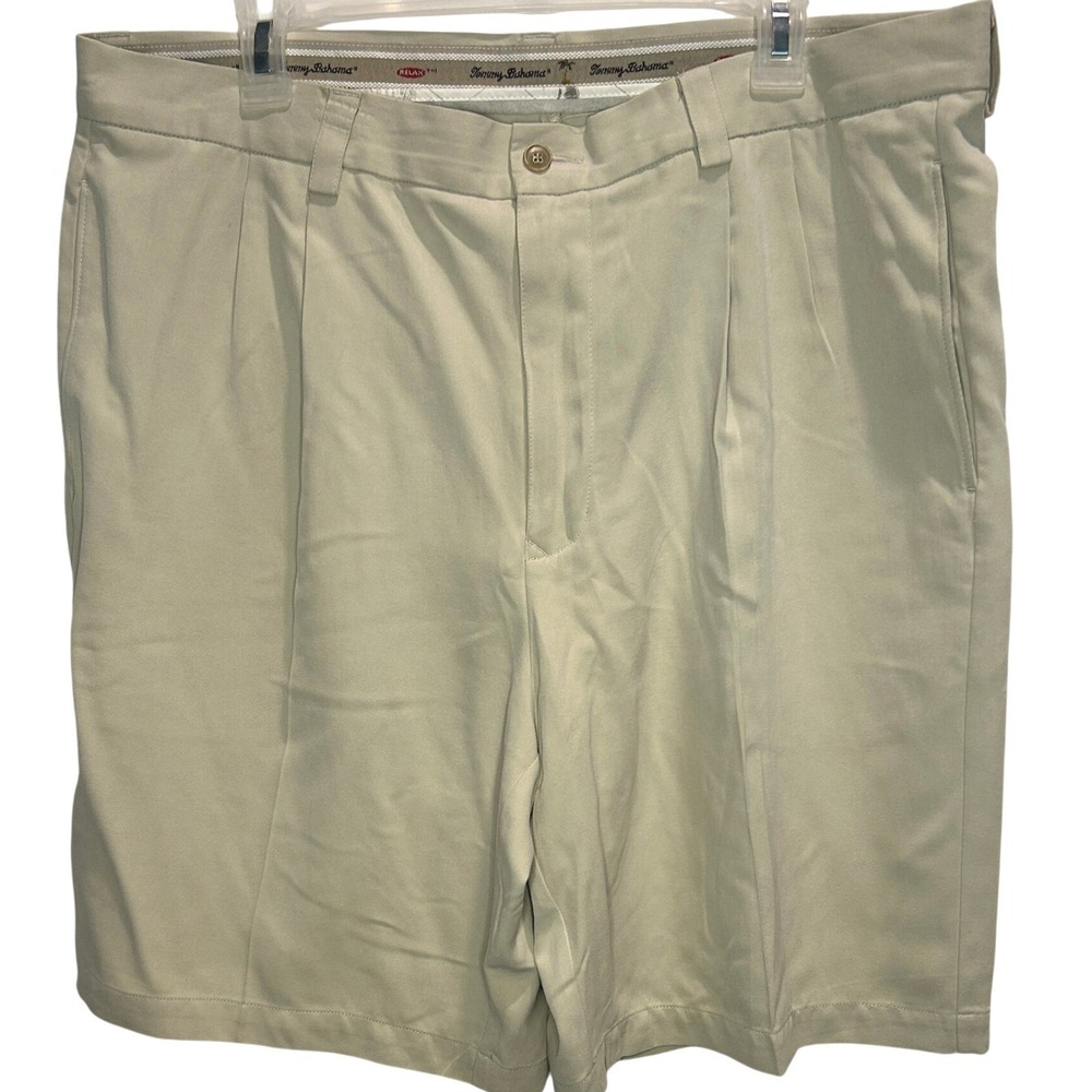 Tommy Bahama Shorts 36 Men's Beige 100% Silk Relaxed Pleated Front Khaki‎